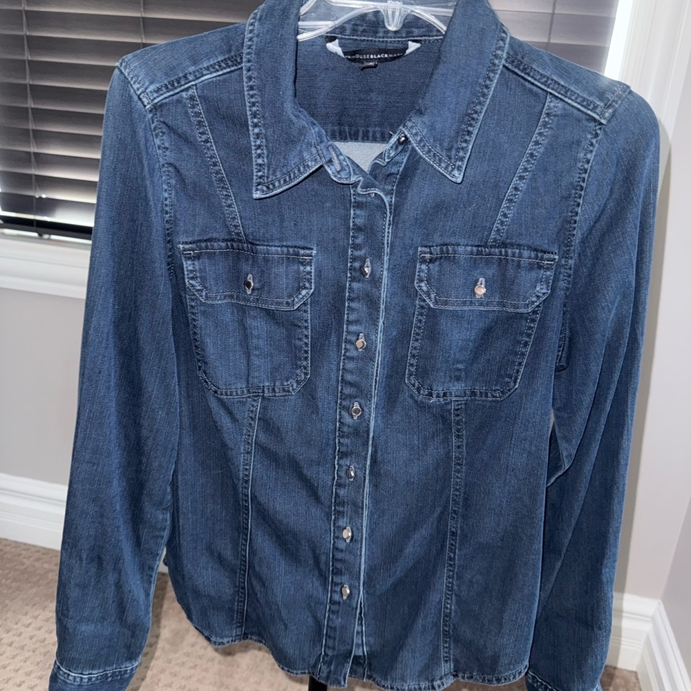 White House Black Market Blue Button Down Shirt